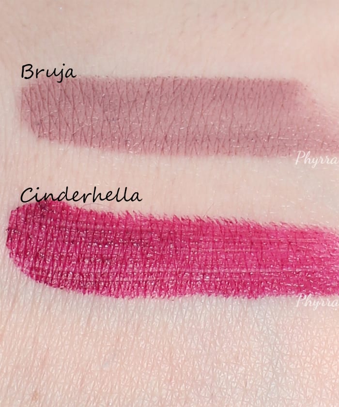 Lunatick Cosmetic Labs Apocalipsticks in Bruna and Cinderhella Swatches