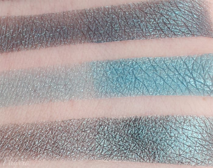 Comparison between (top to bottom) Dragonfly, Teal Shimmer & Mermaid