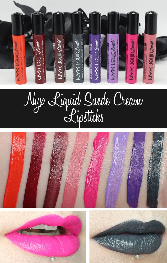 Surprising Beauty Items - Nyx Liquid Suede Cream Lipsticks are amazing! See swatches and looks at phyrra.blog