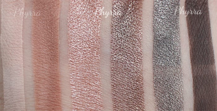 Silk Naturals Bare Necessities Smoky Swatches, Urban Decay Naked Smoky Dupes
