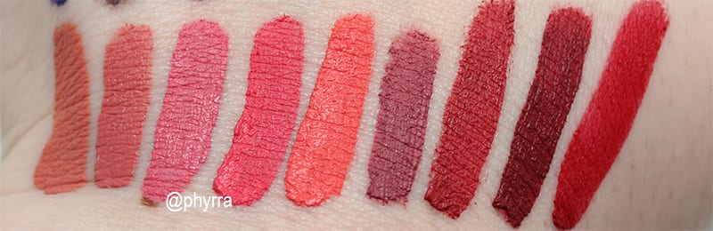 Makeup Geek Plush Lip Mattes Swatches - Beach Bunny - Soccer Mom - Goodie Two-Shoes - Chatterbox - Smarty Pants - Marriage Material - Plain Jane - Boss Lady - Beauty Queen