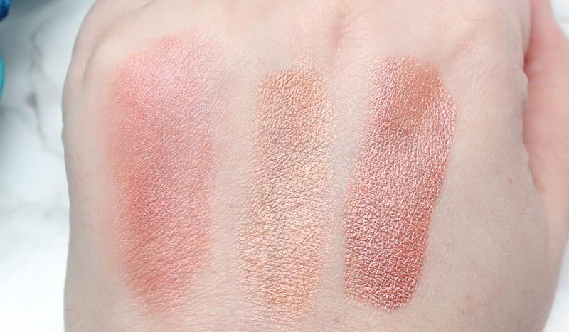 Best Rose Gold Eyeshadows, Lipsticks and Blush - Georgie Rose Gold, Cover FX Rose Gold, Ofra Versailles swatches