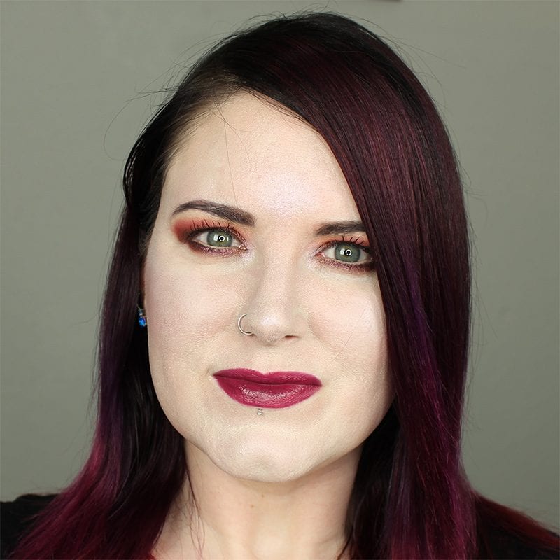 Urban Decay Vice Lipstick in Moshpit swatched on pale skin