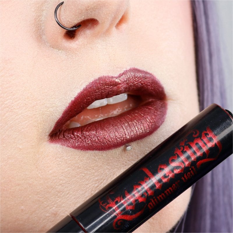 Wearing Urban Decay Hex pencil, Jouer Clove liquid lipstick and Kat Von D Thunderstruck and Dazzle glimmer veils