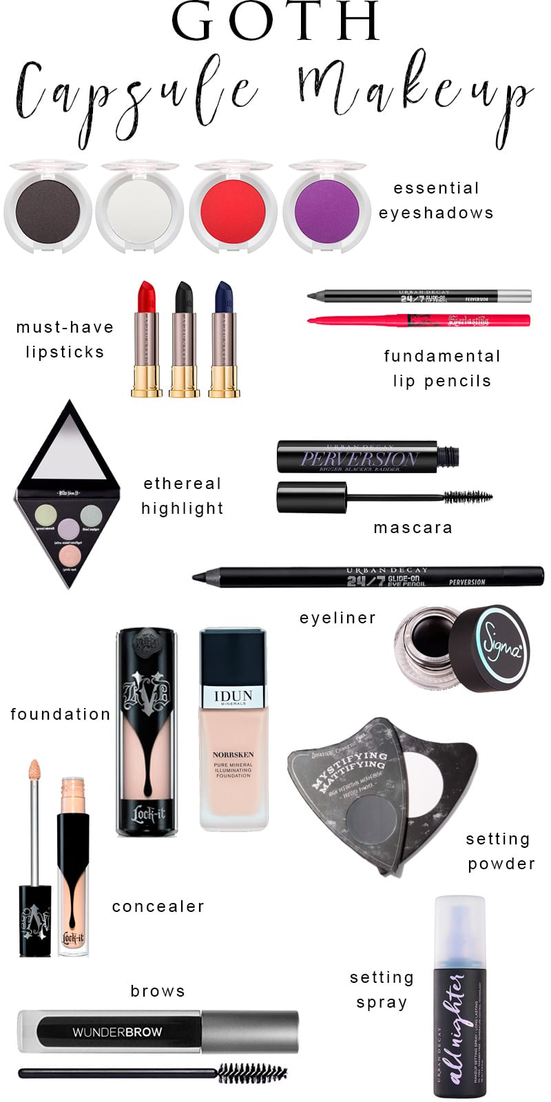 Goth Capsule Makeup Collection - Today's video talks all about my goth capsule makeup collection and why I picked each item. It's a very small, tailored collection with an endless amount of looks available.