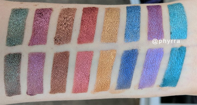 Urban Decay Heavy Metals Palette vs Afterdark Palette swatches