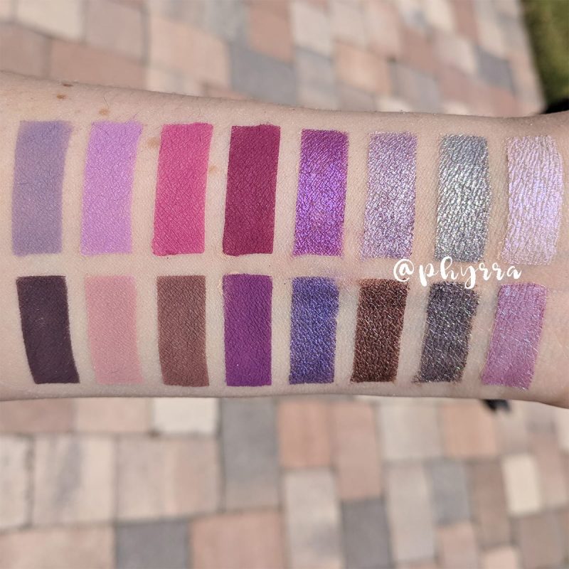 Makeup Geek Purple Eyeshadow Palette Swatches on Fair Skin