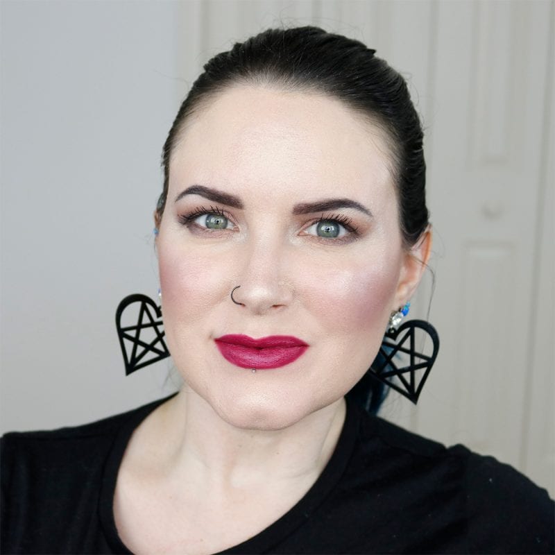Urban Decay Vice Lipstick in Afterdark swatched on fair skin