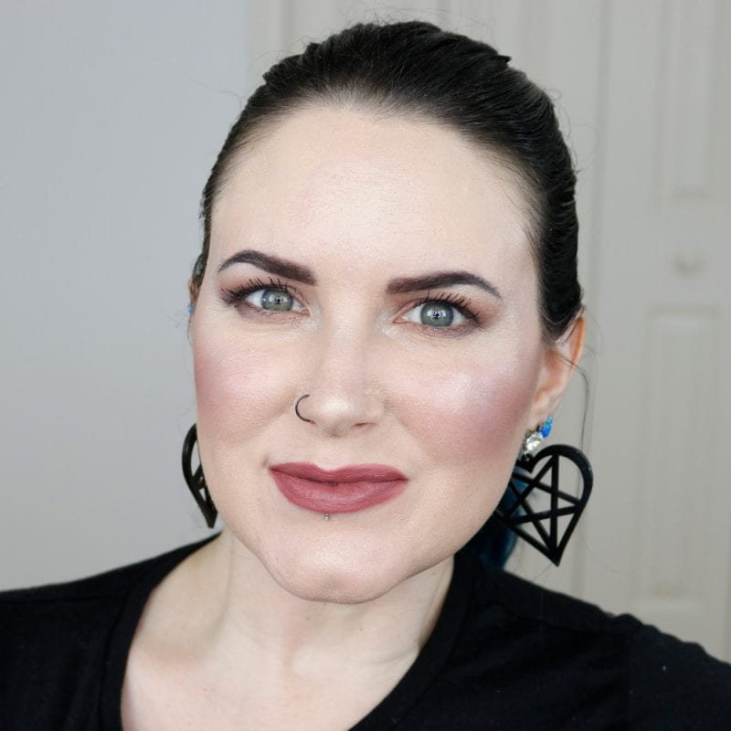 Urban Decay Vice Lipstick in Hideaway swatched on fair skin