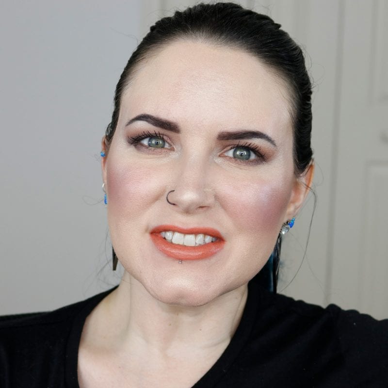 Urban Decay Vice Lipstick in Interrogate swatched on pale skin