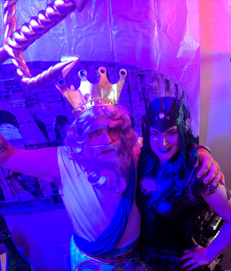 Mike dressed up as Poseidon
