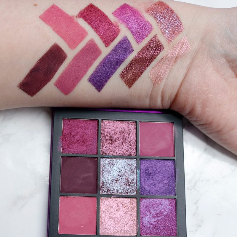 Huda Beauty Amethyst Obsessions Palette Swatches on Fair Skin