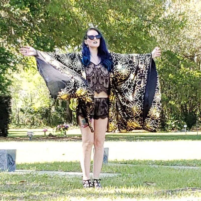 Spellbound Stitches Gold Spiderweb Kimono