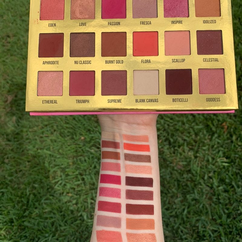 Lime Crime Venus XL Palette swatched on fair skin