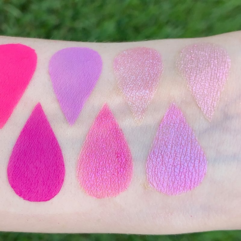 Huda Beauty Neon Obsessions Pink Palette swatches and review on fair skin