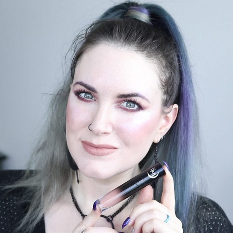 Black Moon Mourning Liquid Lipstick swatched on fair skin