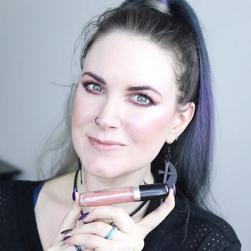 Marc Jacobs Pink Parade Gloss swatched on fair skin