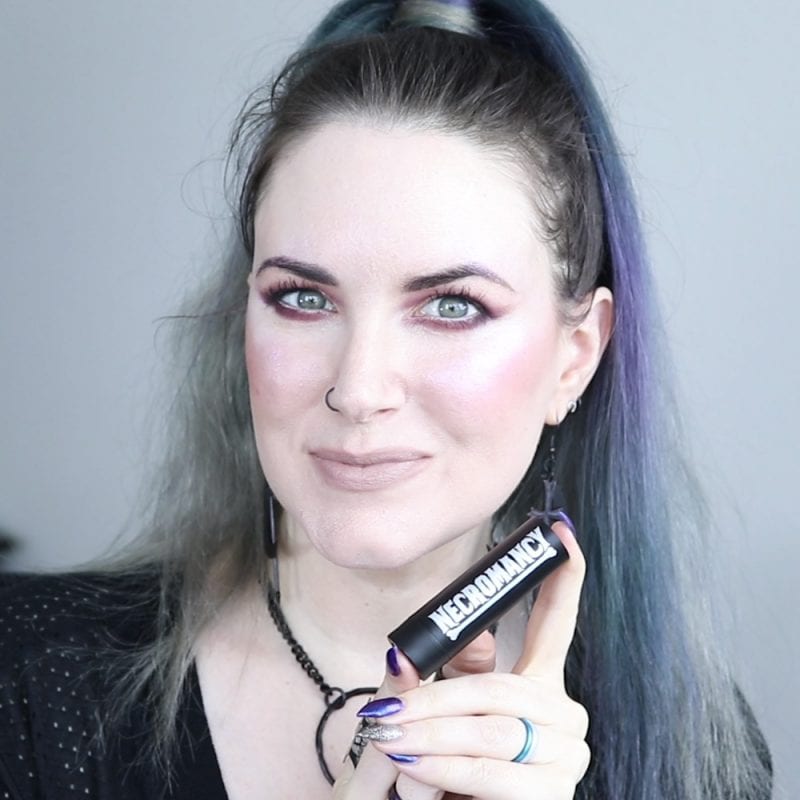 Necromancy Cosmetica Lesstrange Lipstick swatched on fair skin