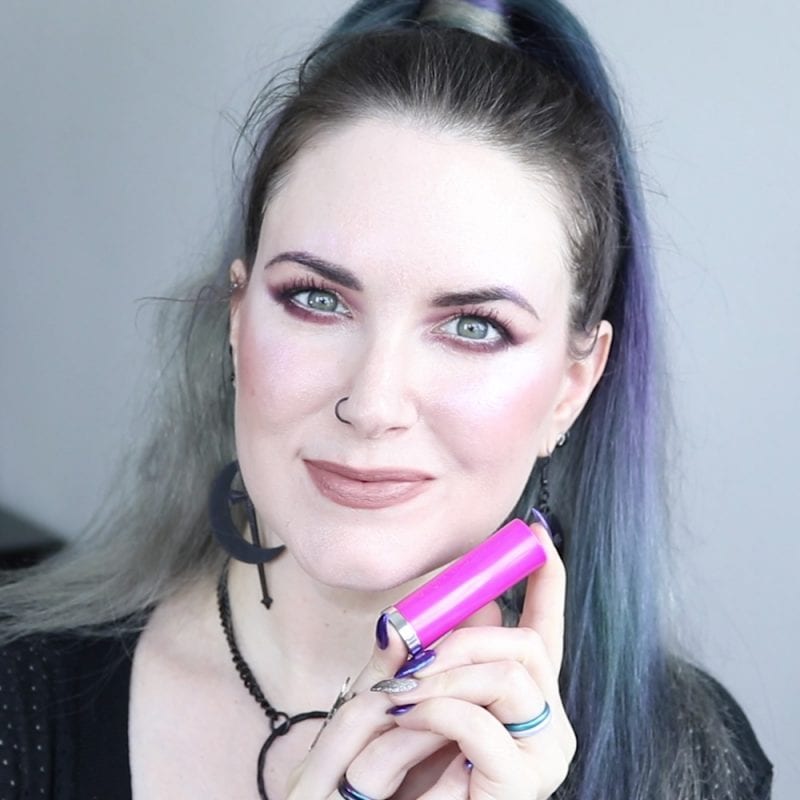 Urban Decay Bun Bun Lipstick swatched on fair skin