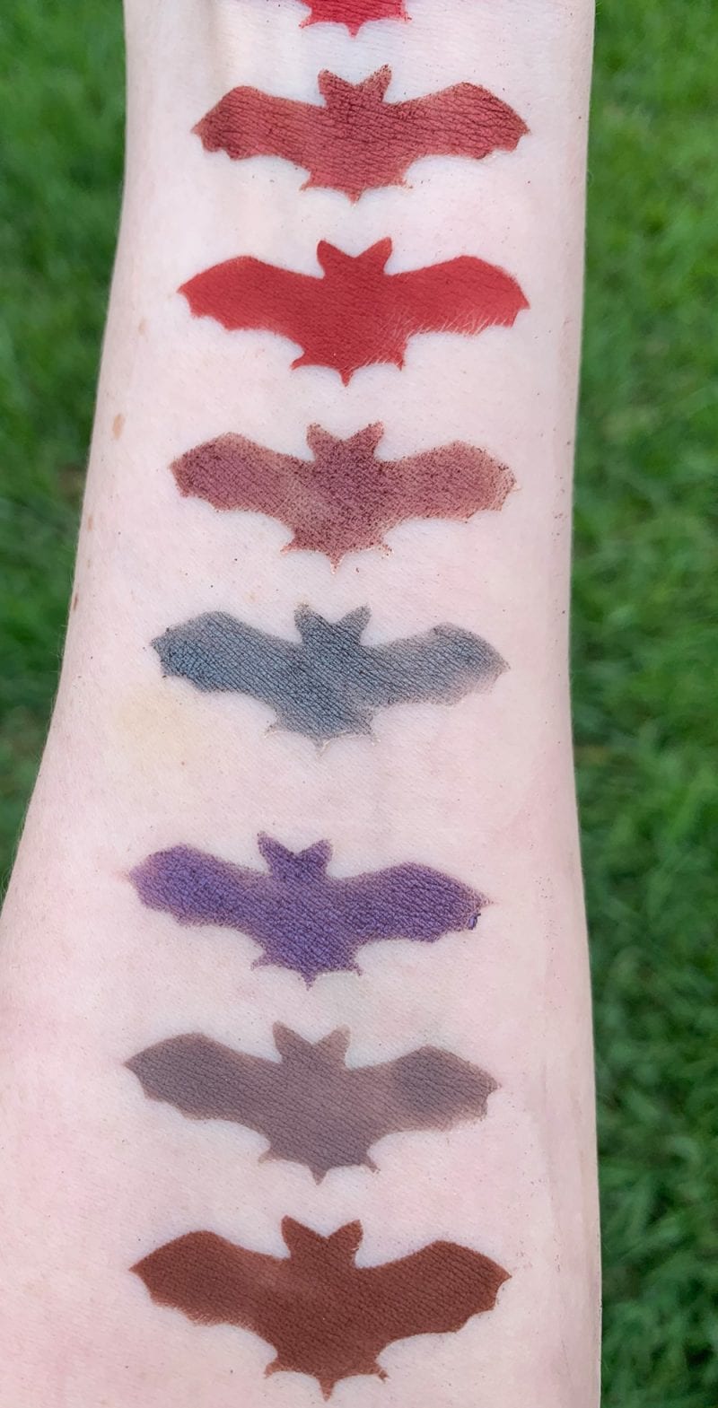 Baby Bat Beauty Nox Palette swatches on Fair Skin