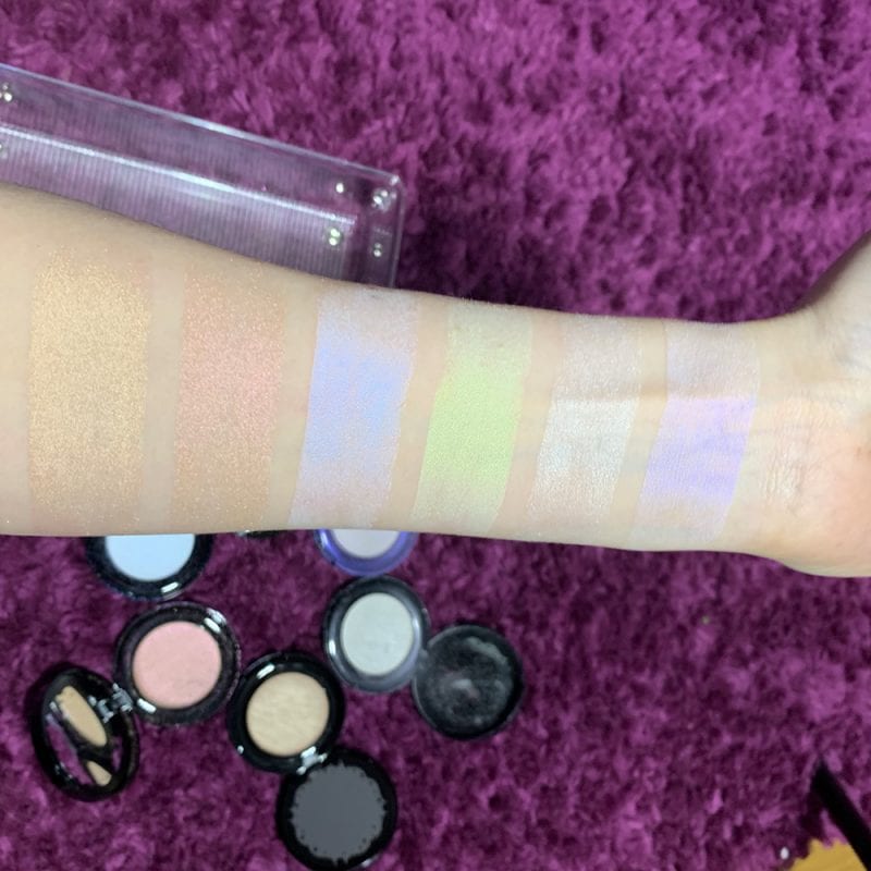 Best Gothic Highlighters swatched on fair skin
