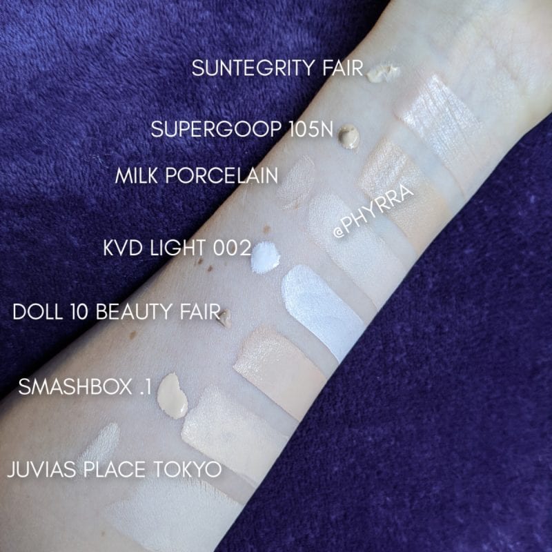 Pale Foundation Swatches