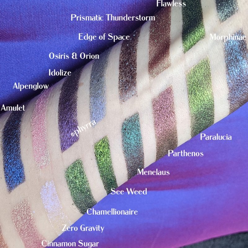 Multichrome eyeshadow swatches
