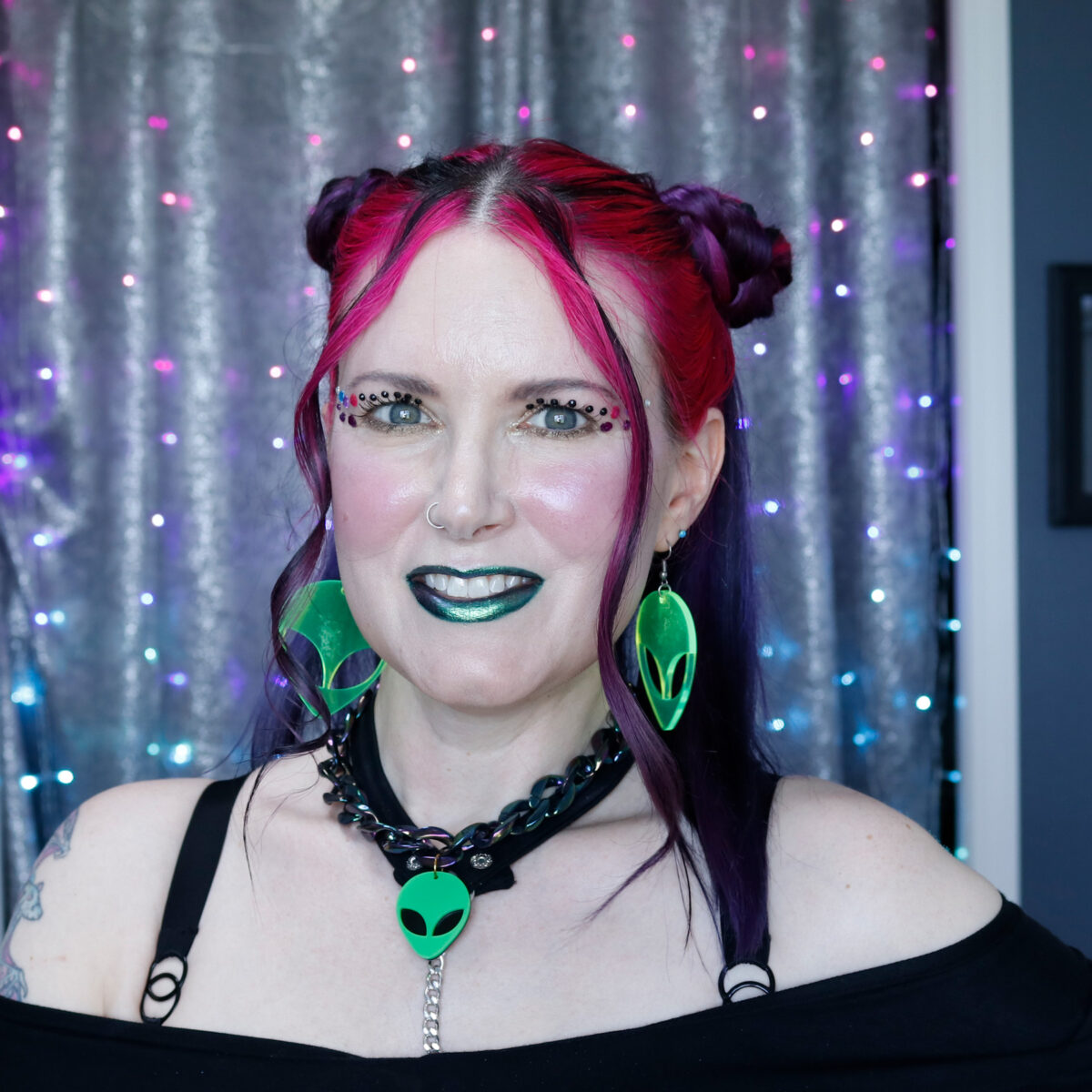 Festival Makeup Look featuring green lipstick