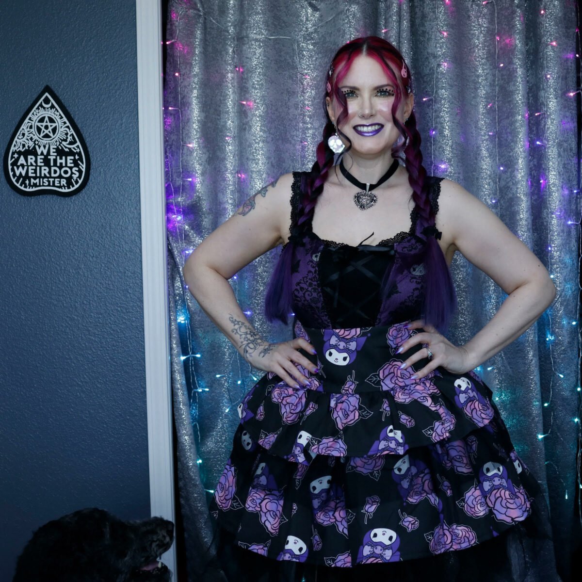 Hot Topic Kuromi Rose Tiered Skirt