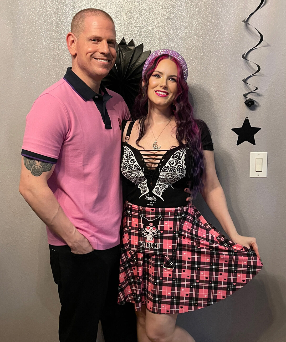 Dave and I in our coordinating outfits