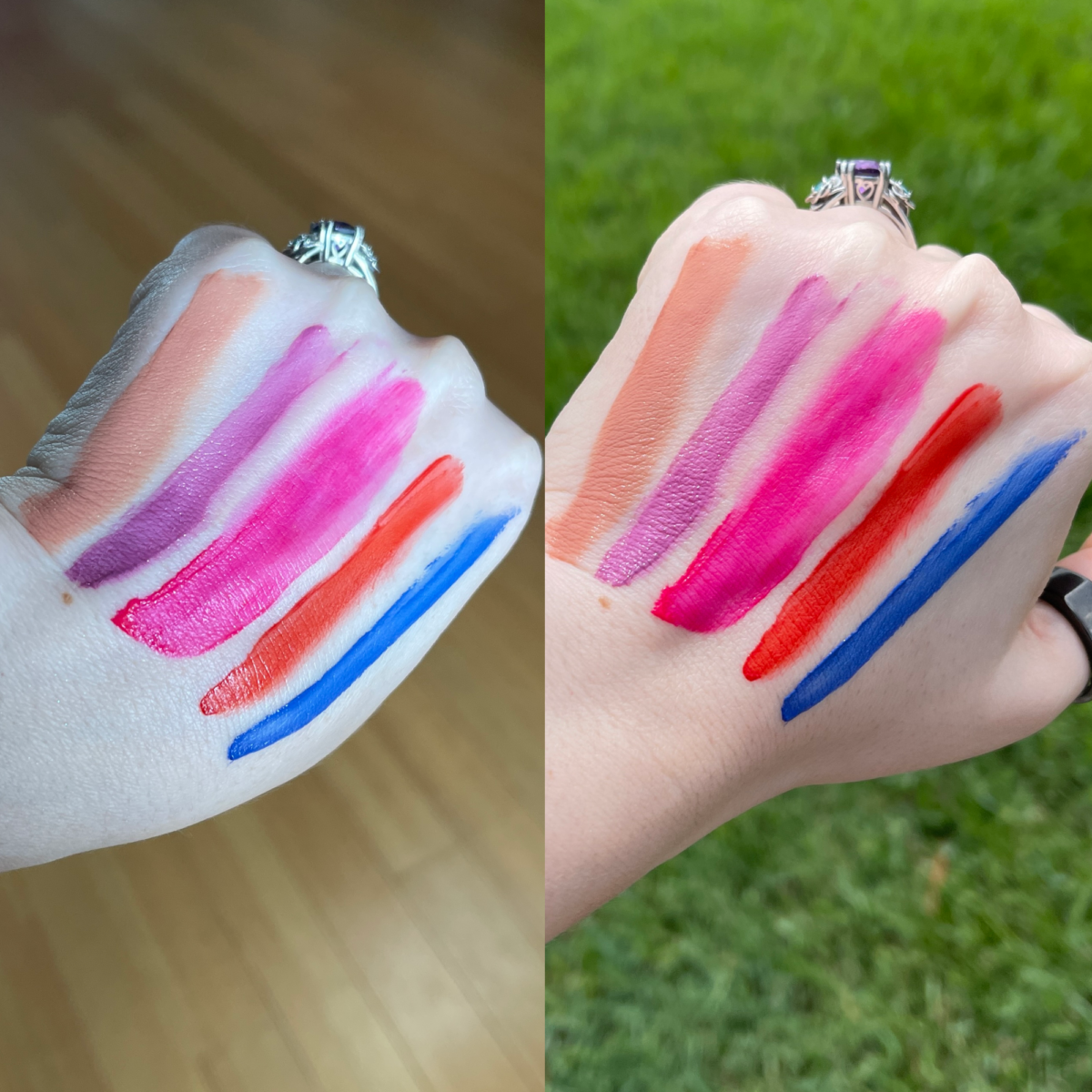 Half-Magic Beauty Mouth Clouds Swatches on very fair neutral cool to muted yellow olive skin tone