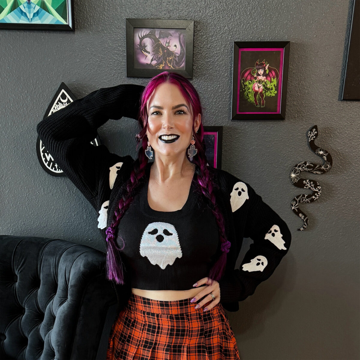 Fun Halloween Fall Autumn Cardigan with Ghosts for cold weather