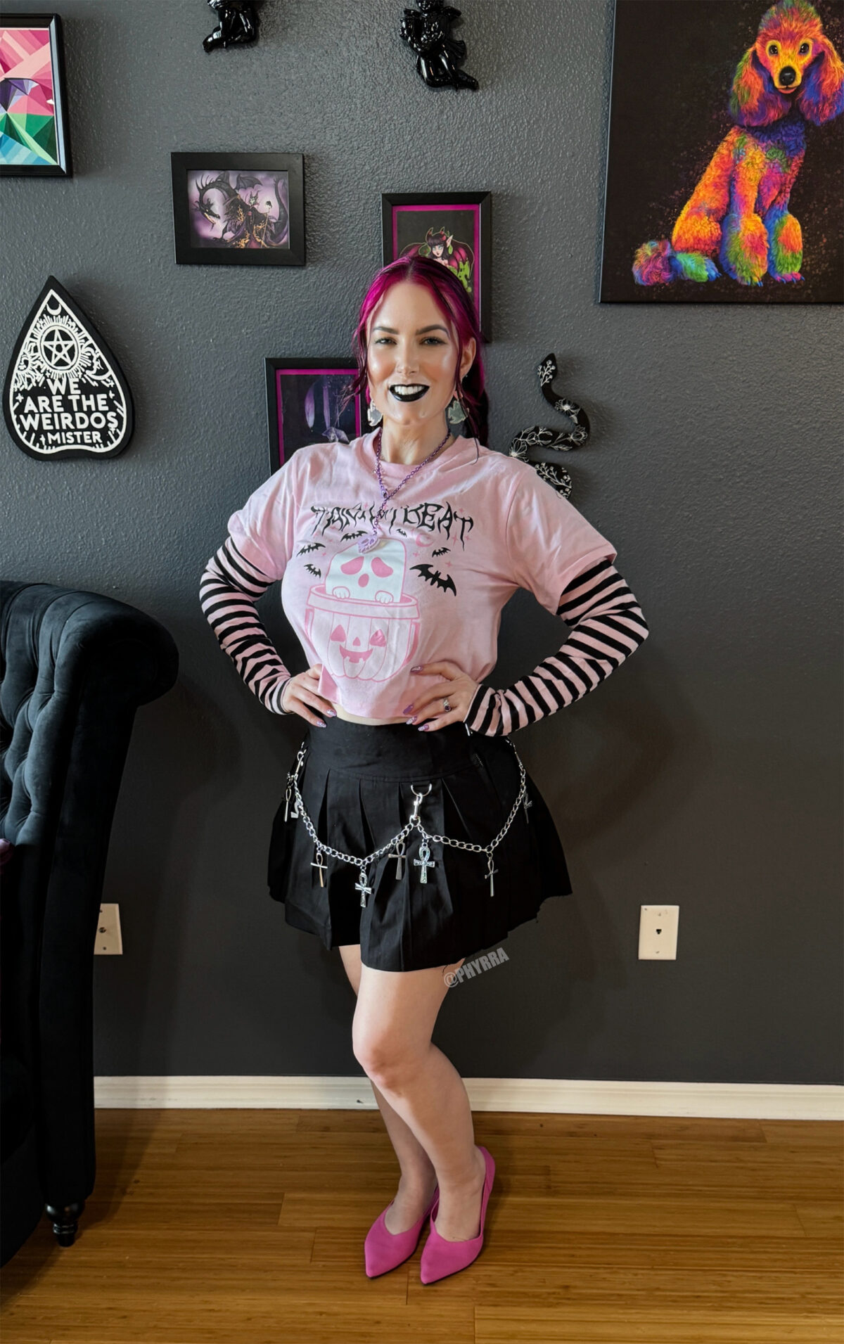 Sweet Society Pink Ghost Crop Twofer Long-Sleeve T Shirt worn by Cordelia