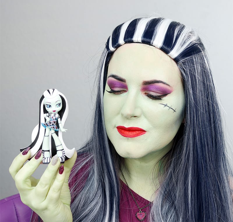 Cordelia is dressed as Frankie Stein Halloween Makeup Ideas