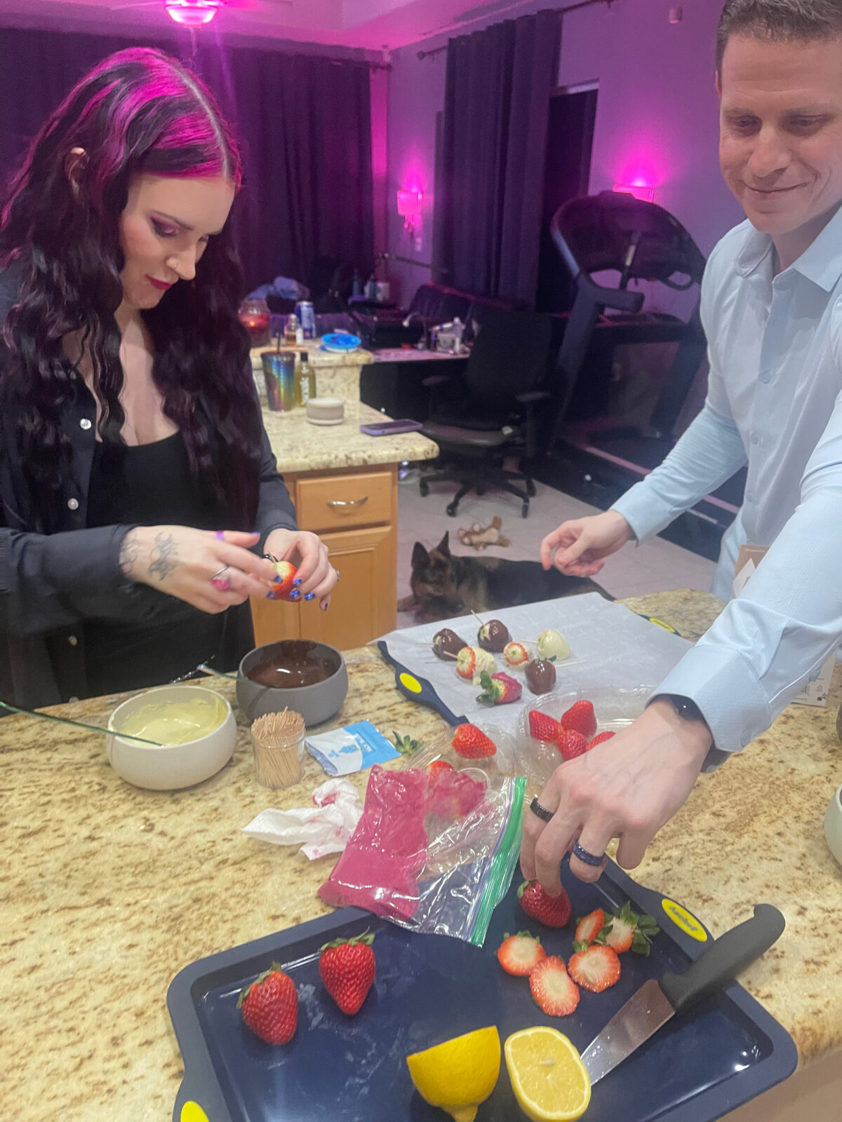 Cordelia and Dave in the kitchen