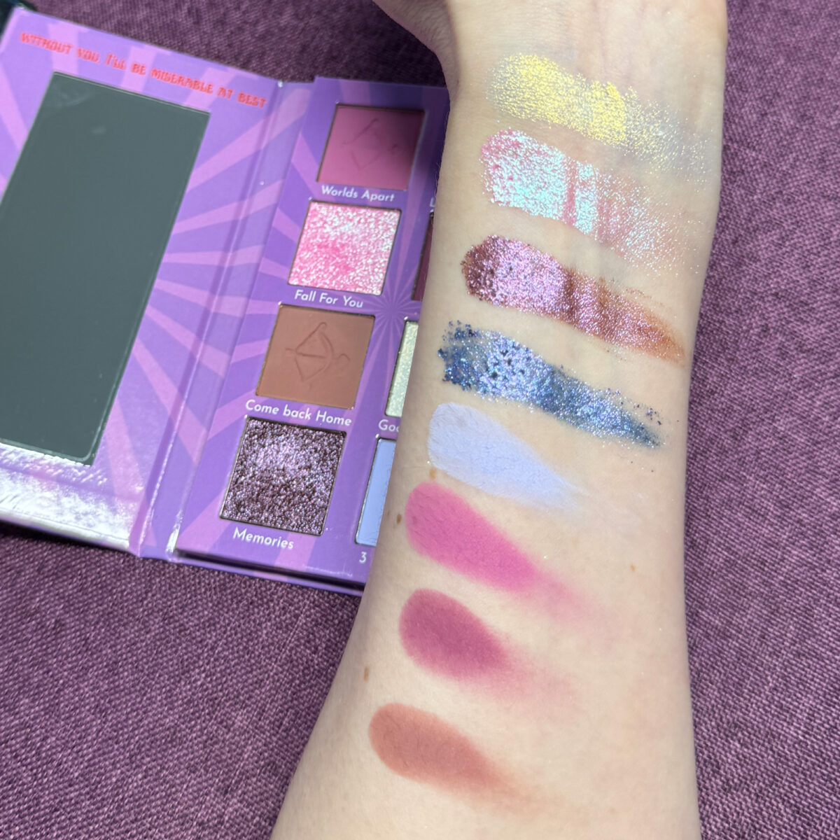 Wicked Widow Beauty Lovesick palette swatches