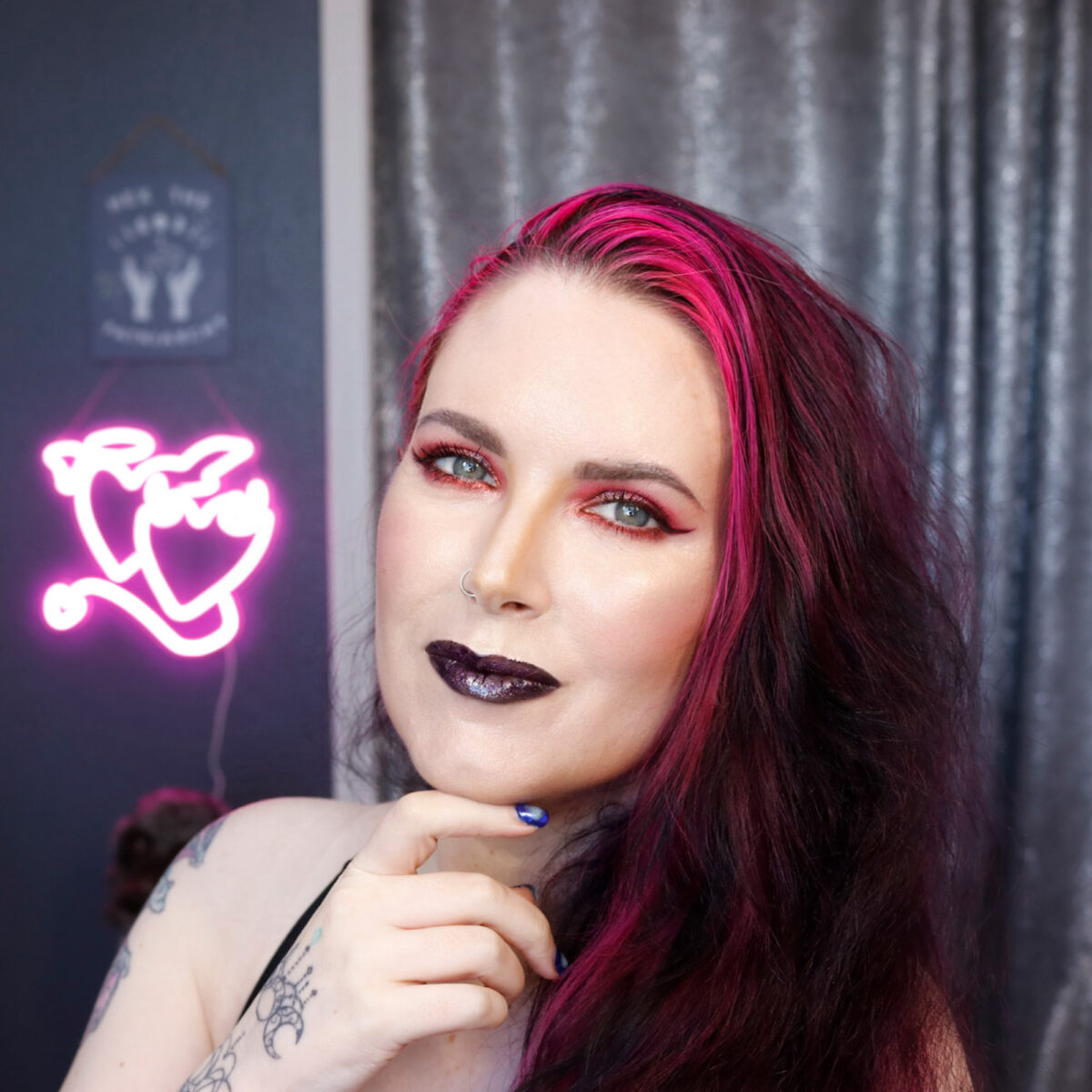 Red Eyeshadow Queen Cordelia loves wearing red to make blue eyes pop