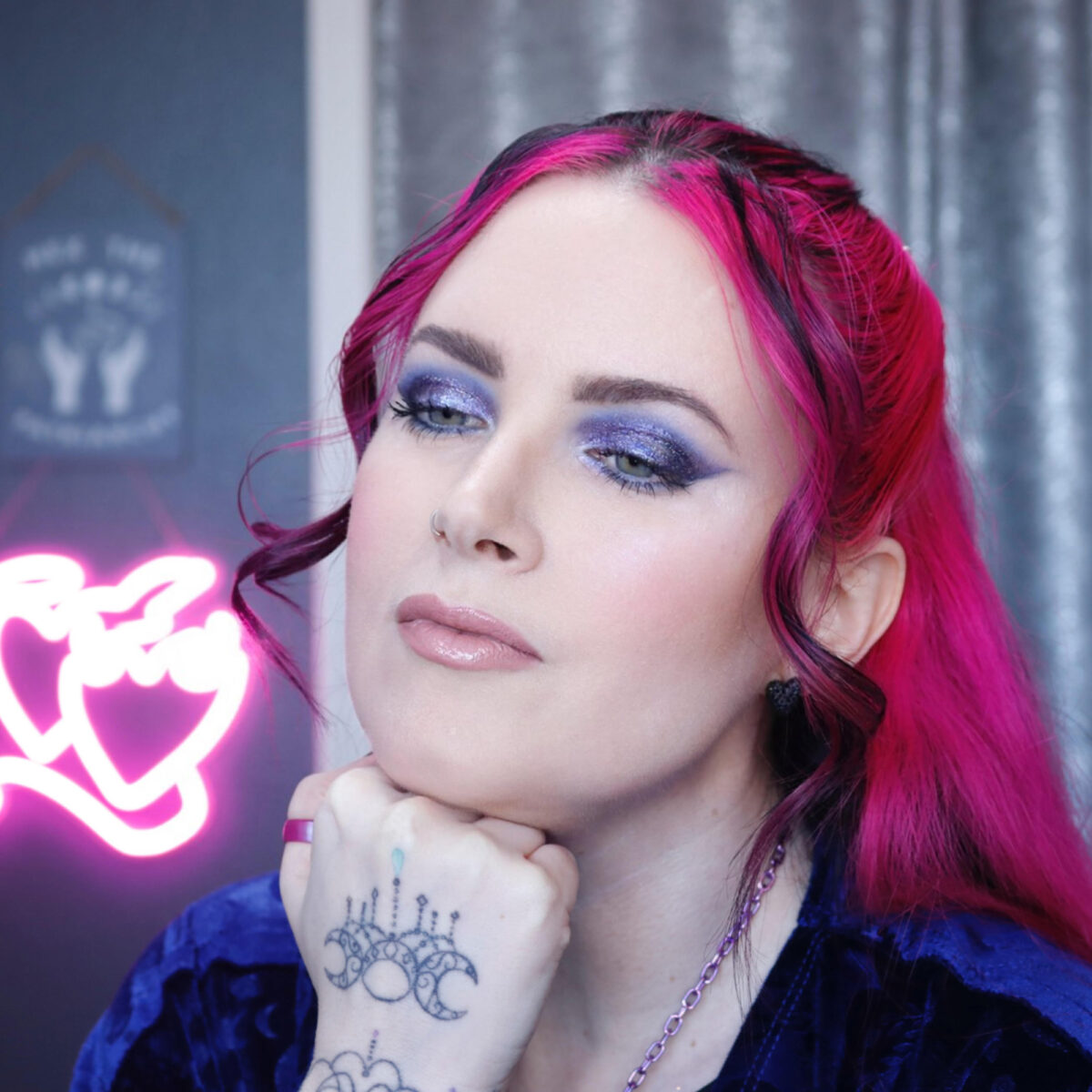 Smoky Blue eyeshadow with the Adept Cosmetics Cyborg Choir Palette