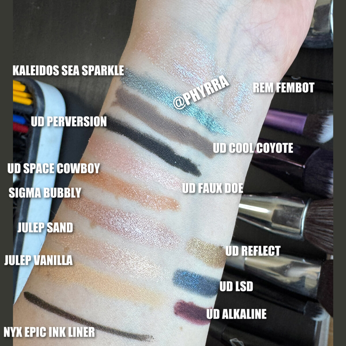 Eyeliners and Eyeshadow pencils swatches for fair skin