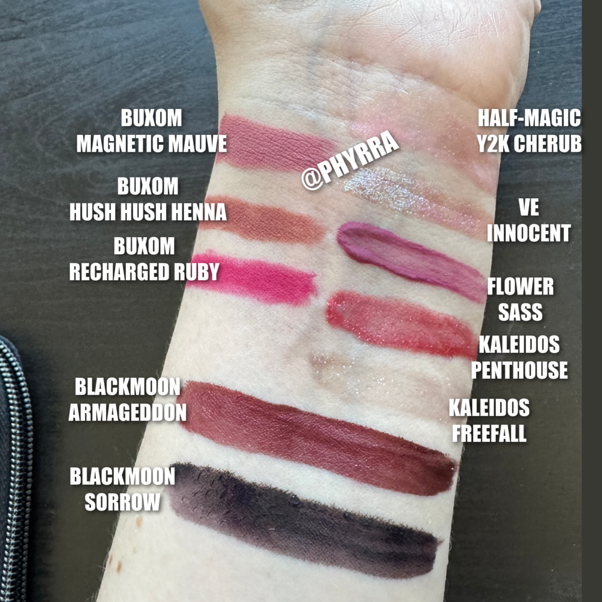 Fair Skin Lip Product swatches