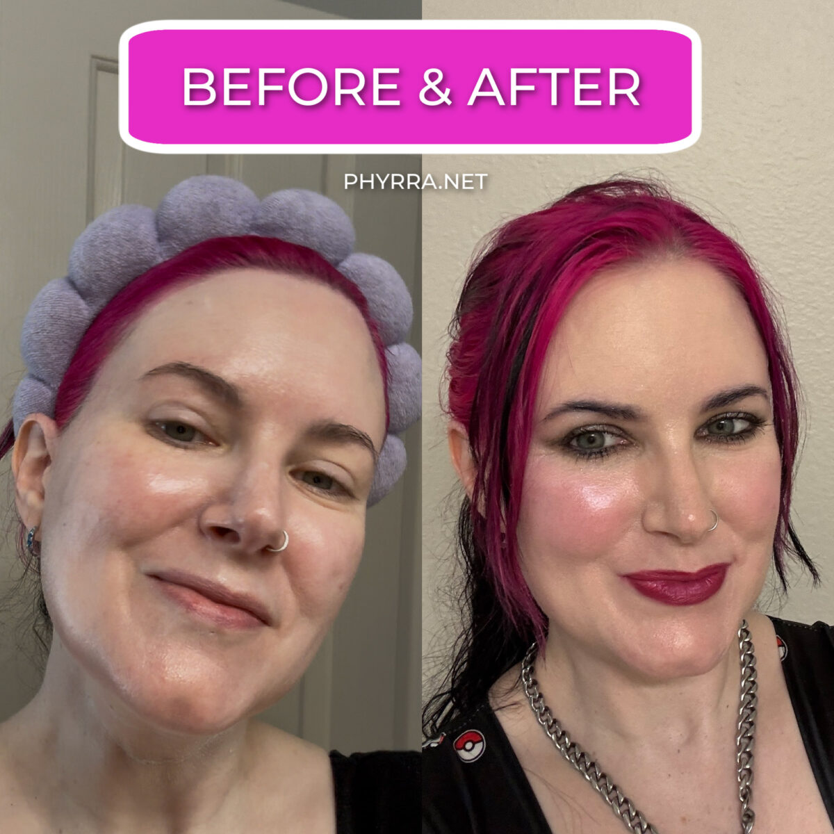 Before and After dyeing your brows with Cordelia Frost, indie beauty and alternative fashion expert of two decades
