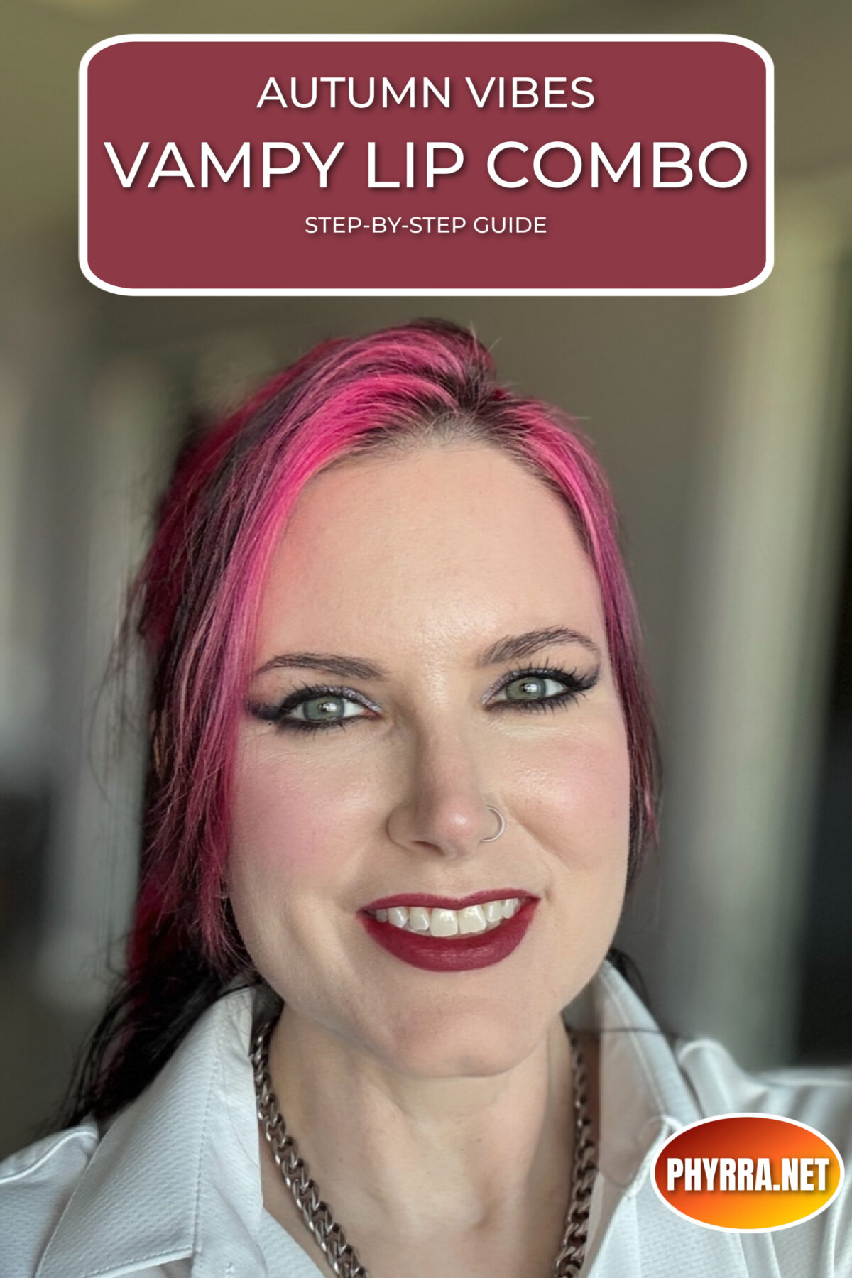 Autumn Vampy Lip Combo Makeup Look by Cordelia Frost, alternative indie cruelty free makeup expert