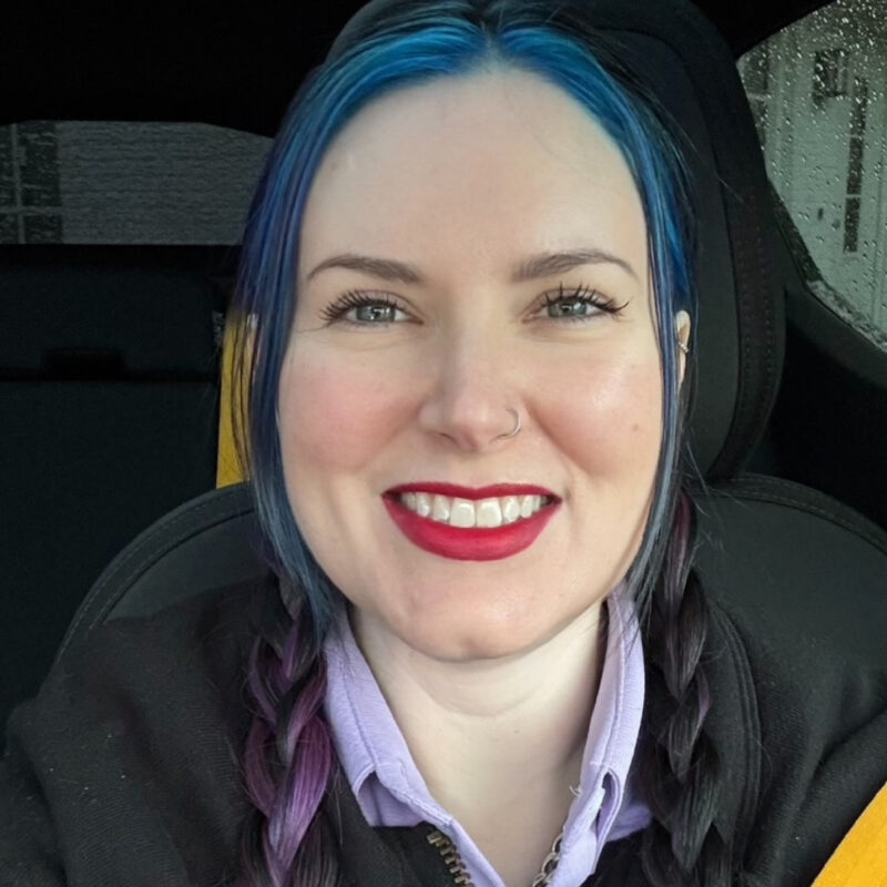 Cordelia is wearing Haus Labs Cerise Le Monster Lip Crayon