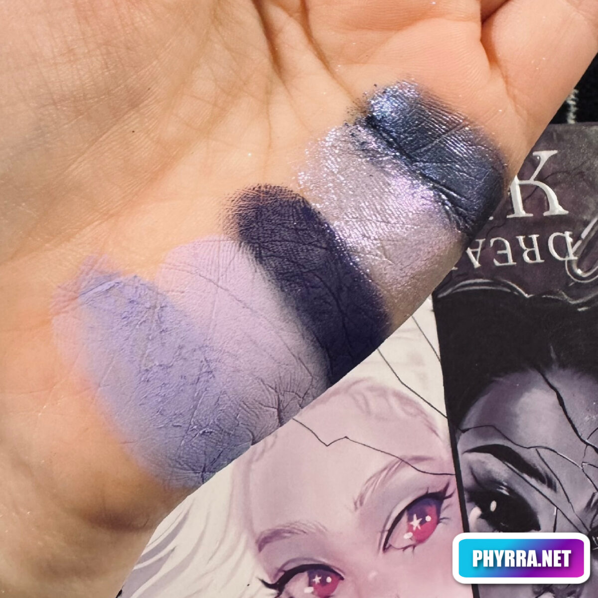 Cool toned purple eyeshadow swatches on fair skin